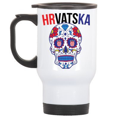 Croatia Hrvatska Soccer Skull Stainless Steel Travel Mug