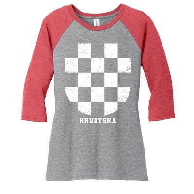 Croatia HRVATSKA Team Jersey Women's Tri-Blend 3/4-Sleeve Raglan Shirt