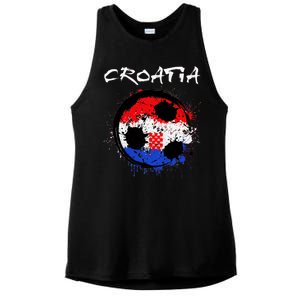 Croatia Soccer Ball Flag Ladies PosiCharge Tri-Blend Wicking Tank