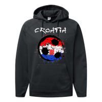 Croatia Soccer Ball Flag Performance Fleece Hoodie