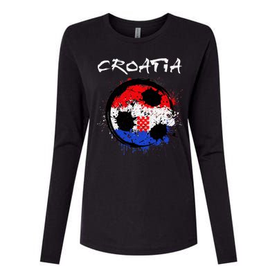 Croatia Soccer Ball Flag Womens Cotton Relaxed Long Sleeve T-Shirt