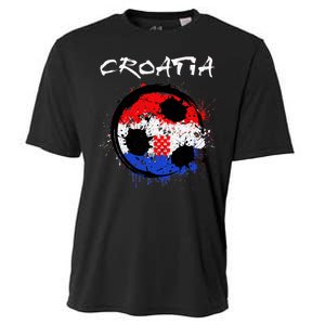 Croatia Soccer Ball Flag Cooling Performance Crew T-Shirt