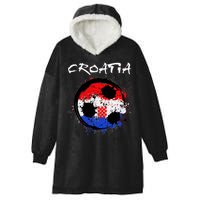 Croatia Soccer Ball Flag Hooded Wearable Blanket