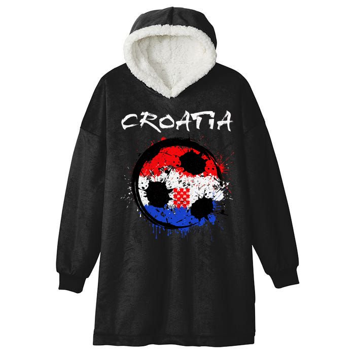 Croatia Soccer Ball Flag Hooded Wearable Blanket