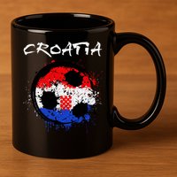 Croatia Soccer Ball Flag 11oz C Handle Ceramic Mug