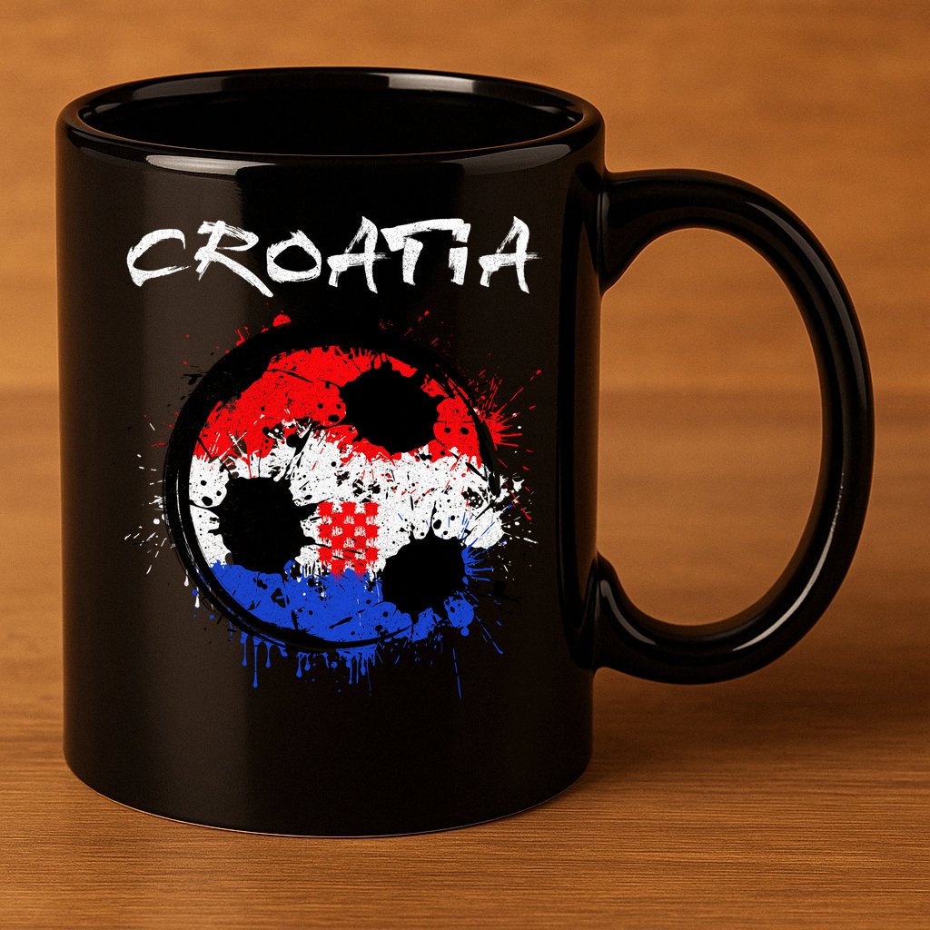 Croatia Soccer Ball Flag 11oz C Handle Ceramic Mug