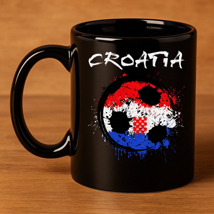 Croatia Soccer Ball Flag 11oz C Handle Ceramic Mug