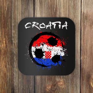 Croatia Soccer Ball Flag Coaster