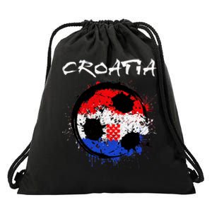 Croatia Soccer Ball Flag Drawstring Bag