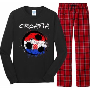 Croatia Soccer Ball Flag Long Sleeve Pajama Set