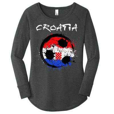 Croatia Soccer Ball Flag Women's Perfect Tri Tunic Long Sleeve Shirt