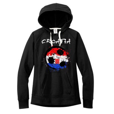 Croatia Soccer Ball Flag Women's Fleece Hoodie