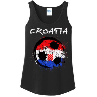 Croatia Soccer Ball Flag Ladies Essential Tank