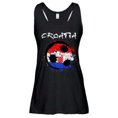 Croatia Soccer Ball Flag Ladies Essential Flowy Tank