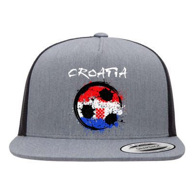 Croatia Soccer Ball Flag Flat Bill Trucker Hat