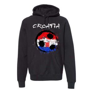 Croatia Soccer Ball Flag Premium Hoodie