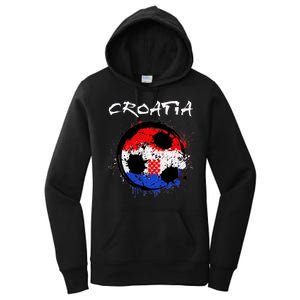 Croatia Soccer Ball Flag Women's Pullover Hoodie