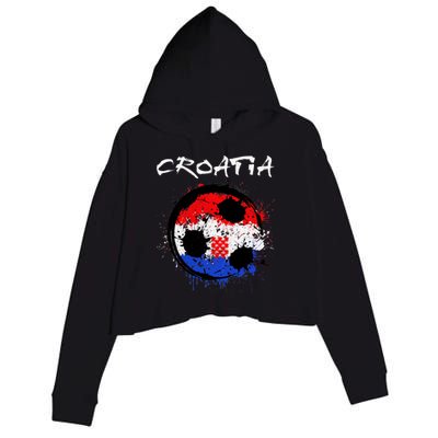 Croatia Soccer Ball Flag Crop Fleece Hoodie