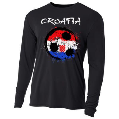 Croatia Soccer Ball Flag Cooling Performance Long Sleeve Crew