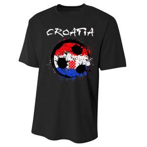 Croatia Soccer Ball Flag Performance Sprint T-Shirt