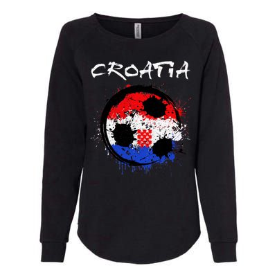 Croatia Soccer Ball Flag Womens California Wash Sweatshirt