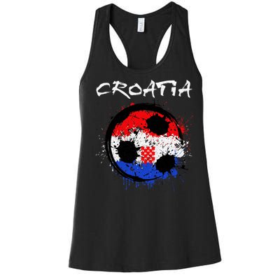 Croatia Soccer Ball Flag Women's Racerback Tank