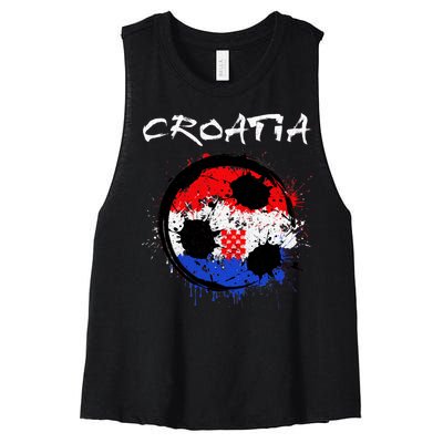 Croatia Soccer Ball Flag Women's Racerback Cropped Tank