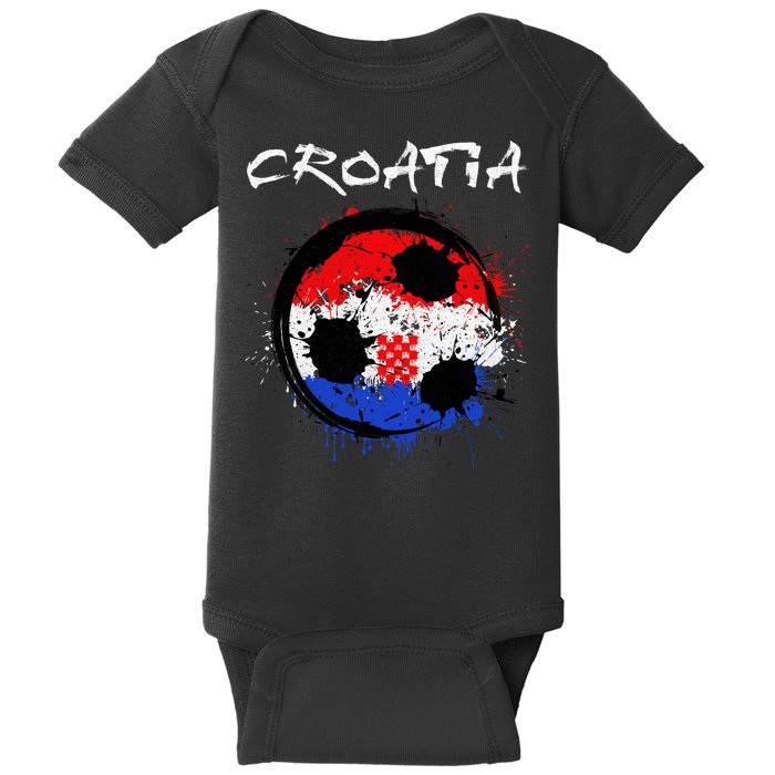 Croatia Soccer Ball Flag Baby Bodysuit