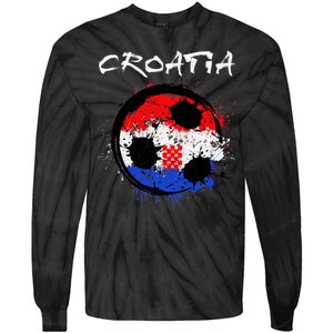 Croatia Soccer Ball Flag Tie-Dye Long Sleeve Shirt