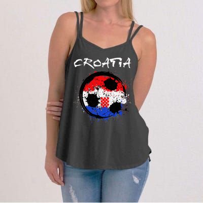 Croatia Soccer Ball Flag Women's Strappy Tank