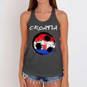 Croatia Soccer Ball Flag Women's Knotted Racerback Tank