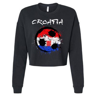 Croatia Soccer Ball Flag Cropped Pullover Crew