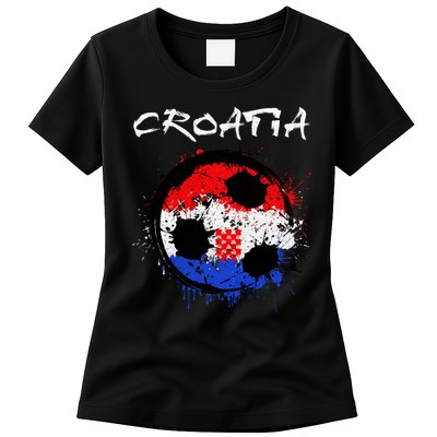 Croatia Soccer Ball Flag Womens T-Shirt
