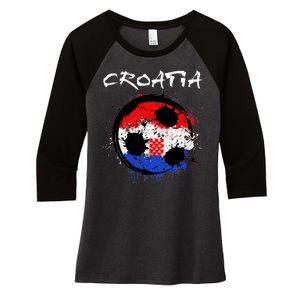 Croatia Soccer Ball Flag Women's Tri-Blend 3/4-Sleeve Raglan Shirt