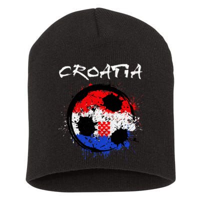 Croatia Soccer Ball Flag Short Acrylic Beanie