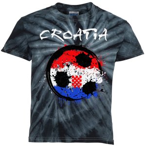 Croatia Soccer Ball Flag Kids Tie-Dye T-Shirt