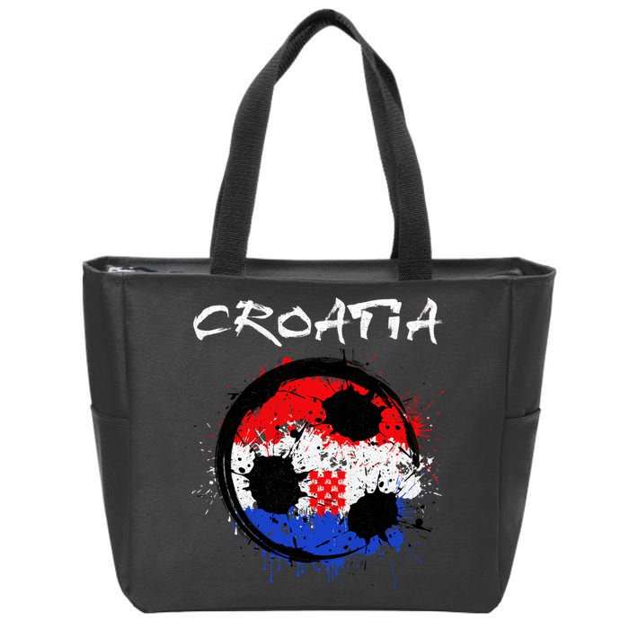 Croatia Soccer Ball Flag Zip Tote Bag