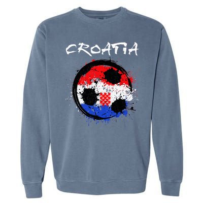 Croatia Soccer Ball Flag Garment-Dyed Sweatshirt