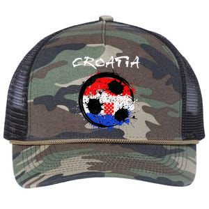 Croatia Soccer Ball Flag Retro Rope Trucker Hat Cap