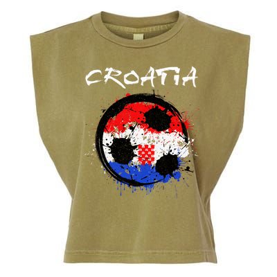 Croatia Soccer Ball Flag Garment-Dyed Women's Muscle Tee