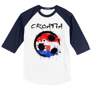 Croatia Soccer Ball Flag Baseball Sleeve Shirt