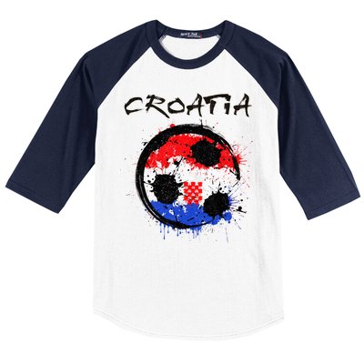 Croatia Soccer Ball Flag Baseball Sleeve Shirt