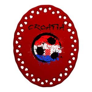 Croatia Soccer Ball Flag Ceramic Oval Ornament