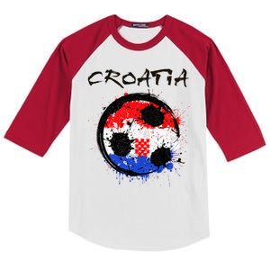 Croatia Soccer Ball Flag Kids Colorblock Raglan Jersey