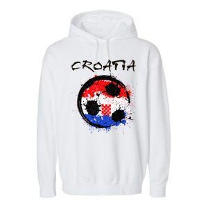 Croatia Soccer Ball Flag Garment-Dyed Fleece Hoodie