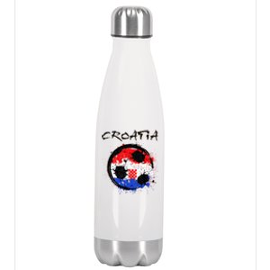 Croatia Soccer Ball Flag Stainless Steel Insulated Water Bottle