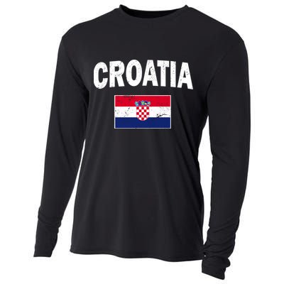 Croatia Team Vintage Soccer Flag Cooling Performance Long Sleeve Crew