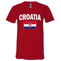 Croatia Team Vintage Soccer Flag V-Neck T-Shirt