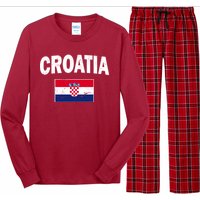 Croatia Team Vintage Soccer Flag Long Sleeve Pajama Set