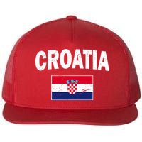 Croatia Team Vintage Soccer Flag Flat Bill Trucker Hat